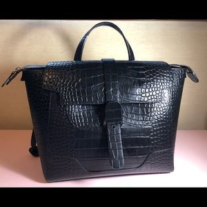Senreve Maestra Convertible Bag blk Moc Croc Lthr